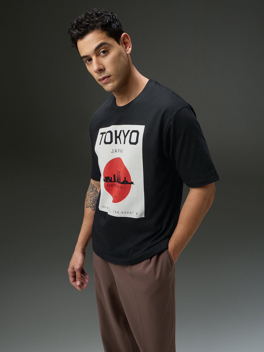 Mens Round Neck Half Sleeve Printed Oversized Fit Tshirt