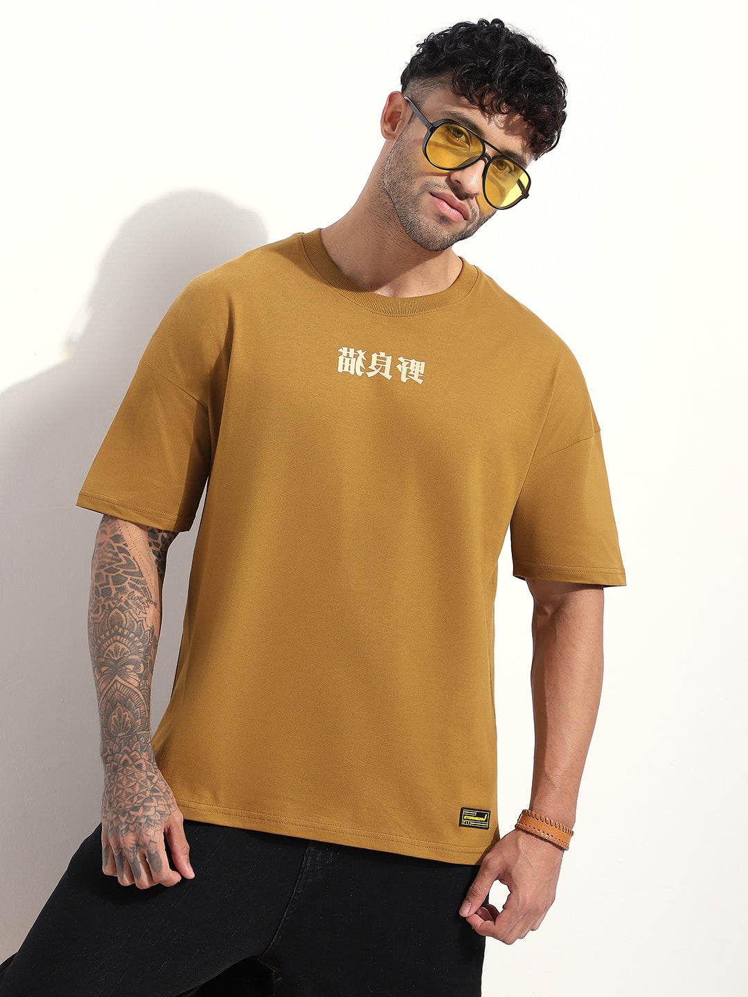 Mens Half Sleeve Drop Shoulder Printed Oversized Fit T-Shirts