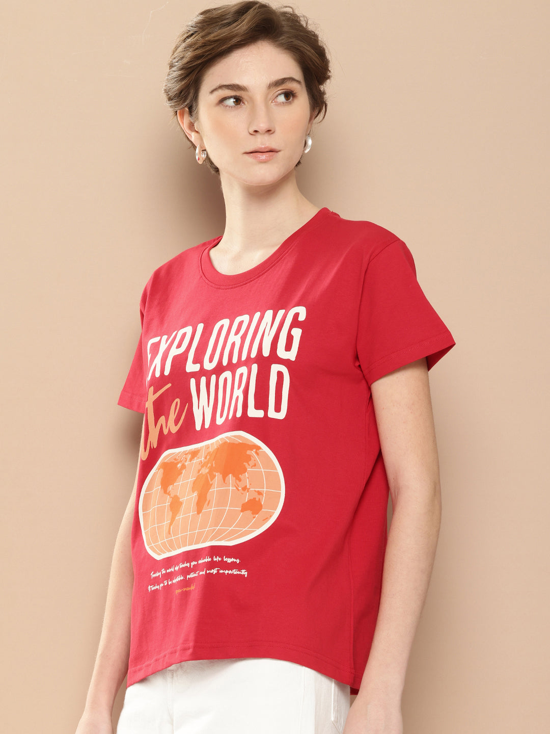 Womens Half Sleeve Round Neck Printed Boxy Fit Tshirts