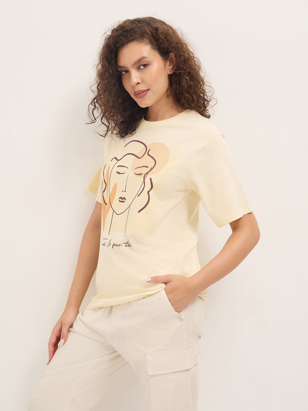 Womens Half Sleeve Round Neck Printed Oversized Fit Tshirts