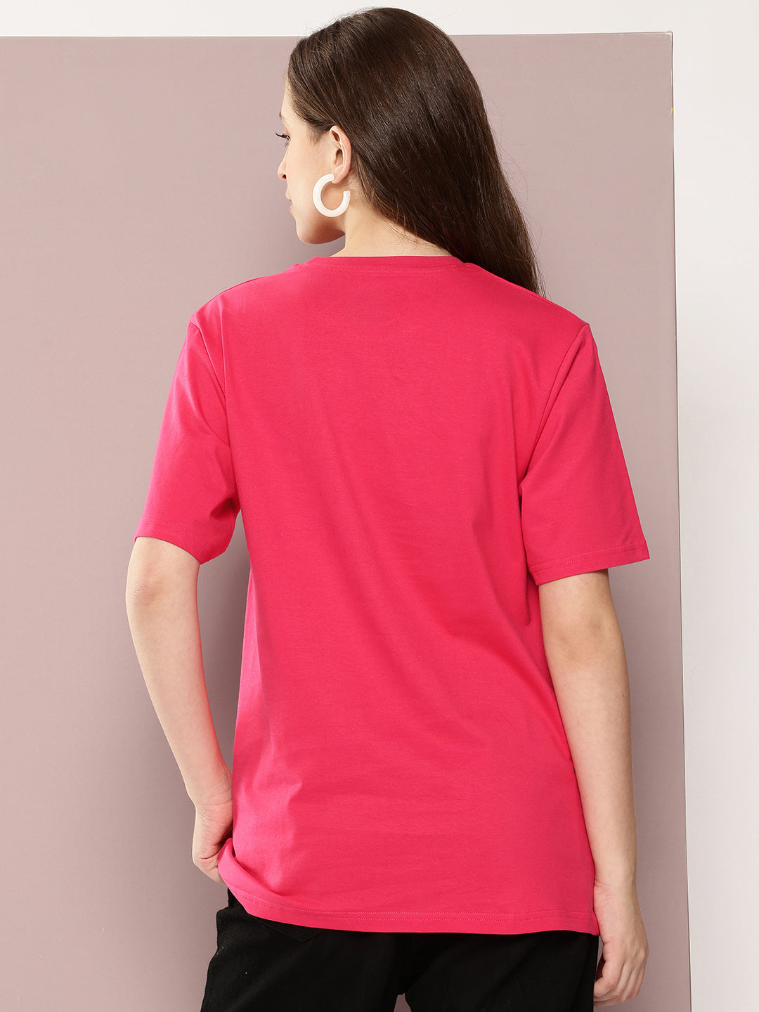 Womens Half Sleeve Round Neck Printed Oversized Fit Tshirts