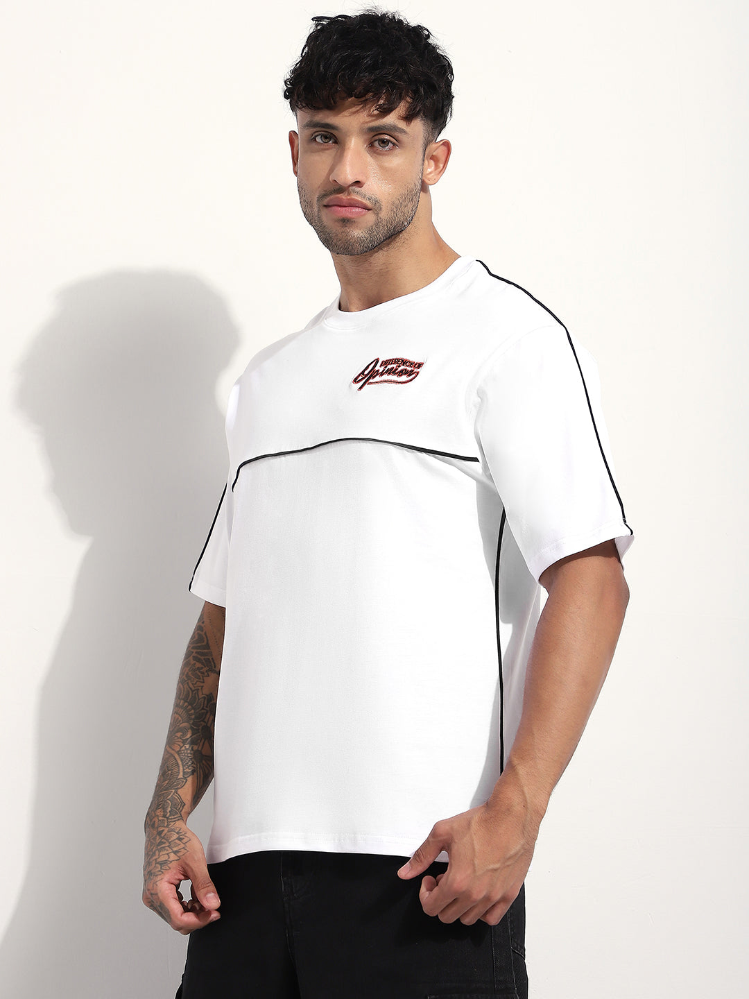 Mens Half Sleeve Round Neck Embroidered Oversized Fit Tshirts