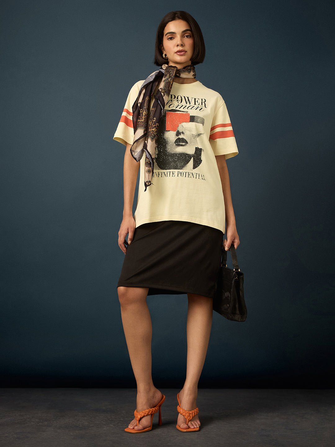 Womens Short Sleeve Printed Oversized Fit Tshirt 