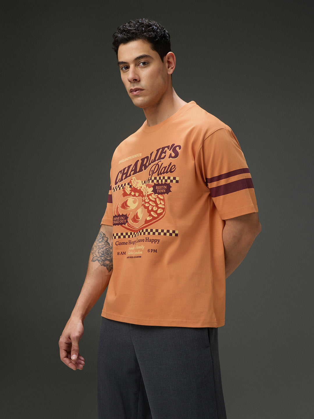 Mens Round Neck Half Sleeve Printed Oversized Fit Tshirt