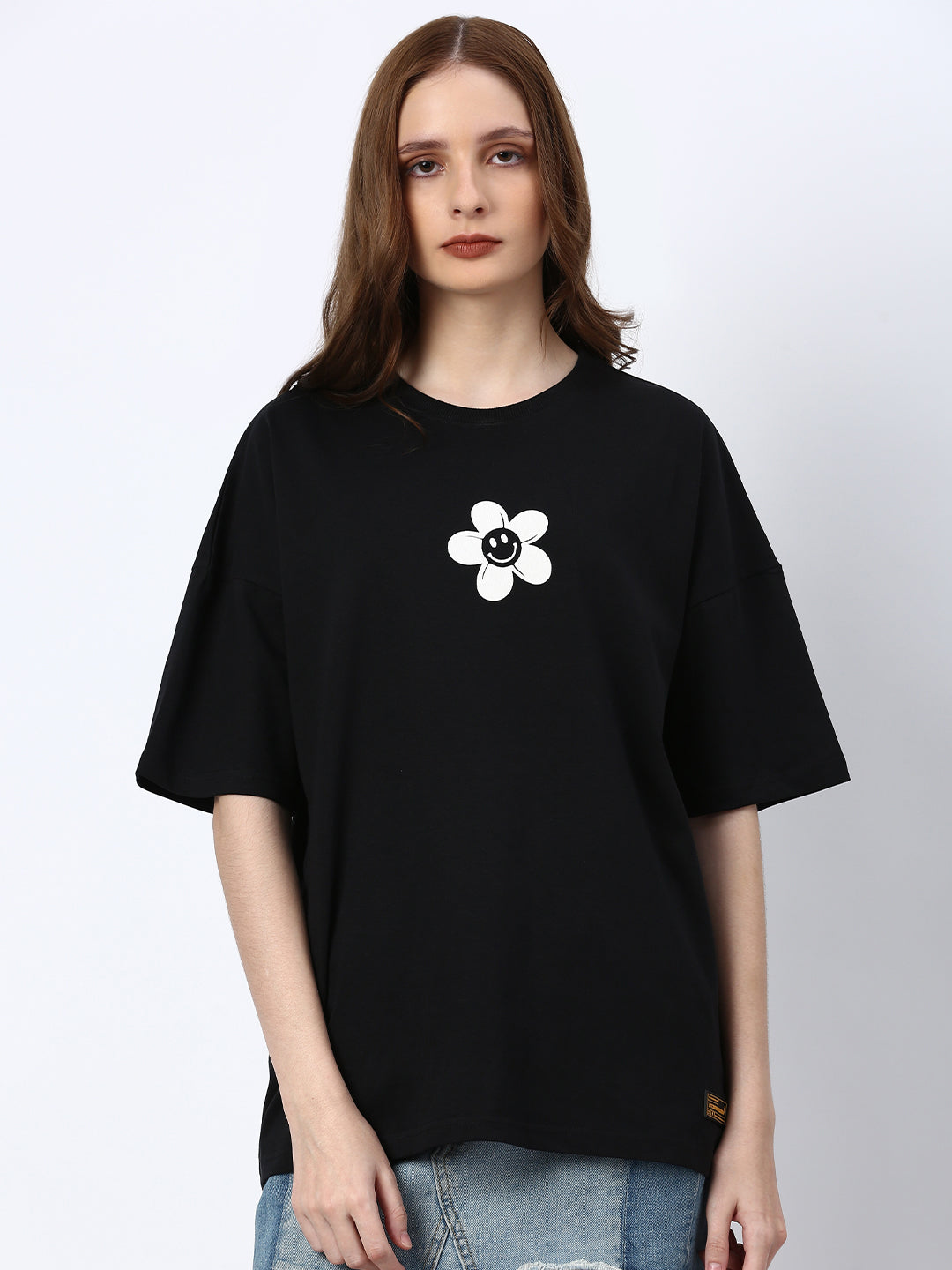 Womens Half Sleeve Drop Shoulder Printed Oversized Fit T-Shirts