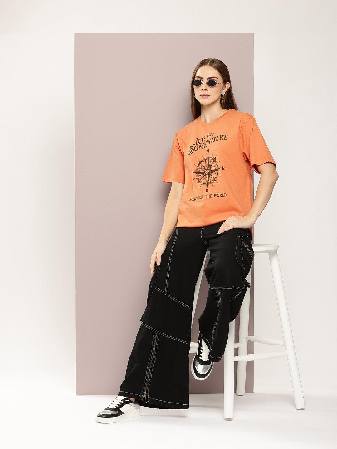 Womens Half Sleeve Round Neck Oversized Fit T-Shirts