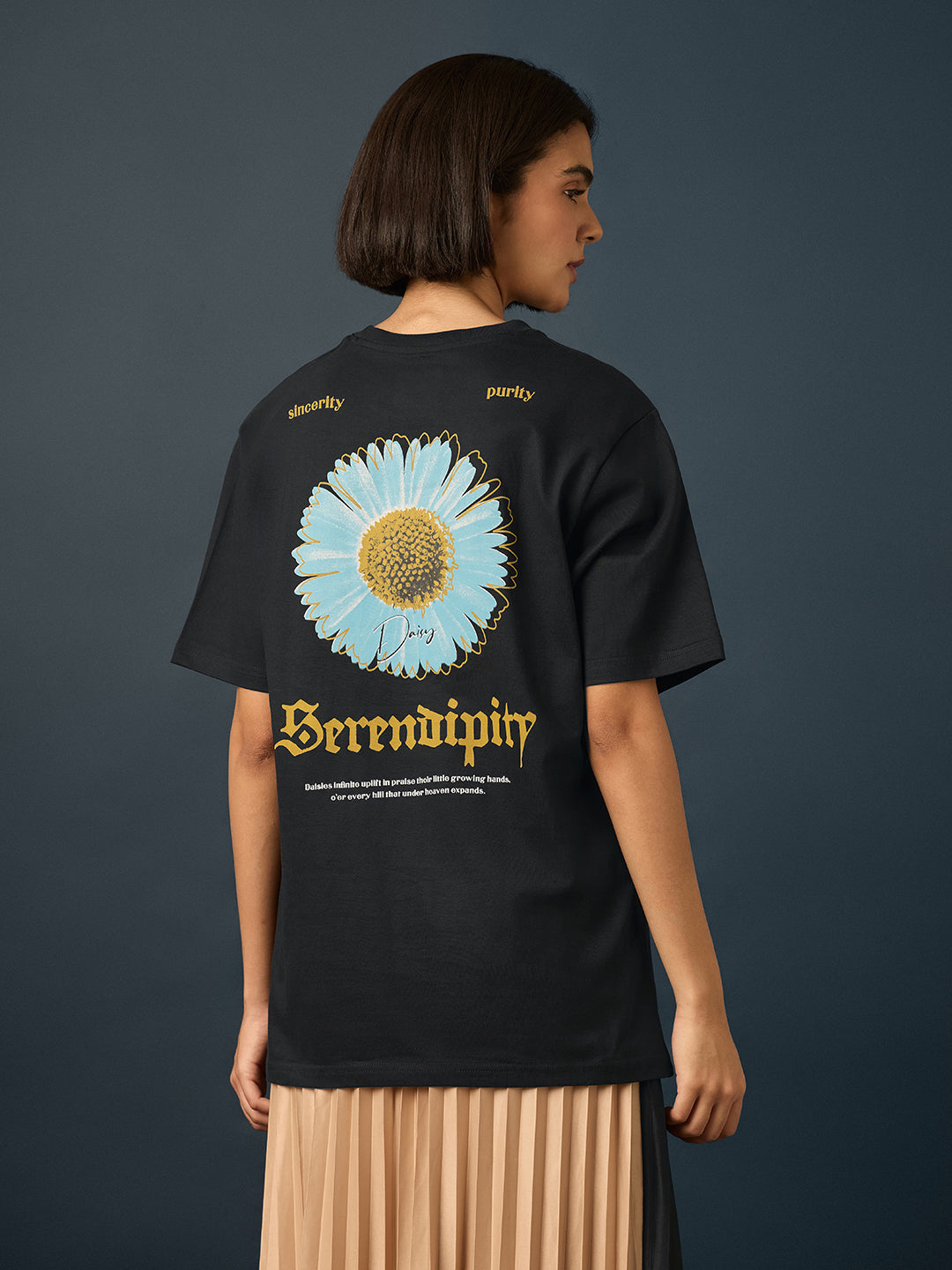 Womens Short Sleeve Printed Oversized Fit Tshirt 