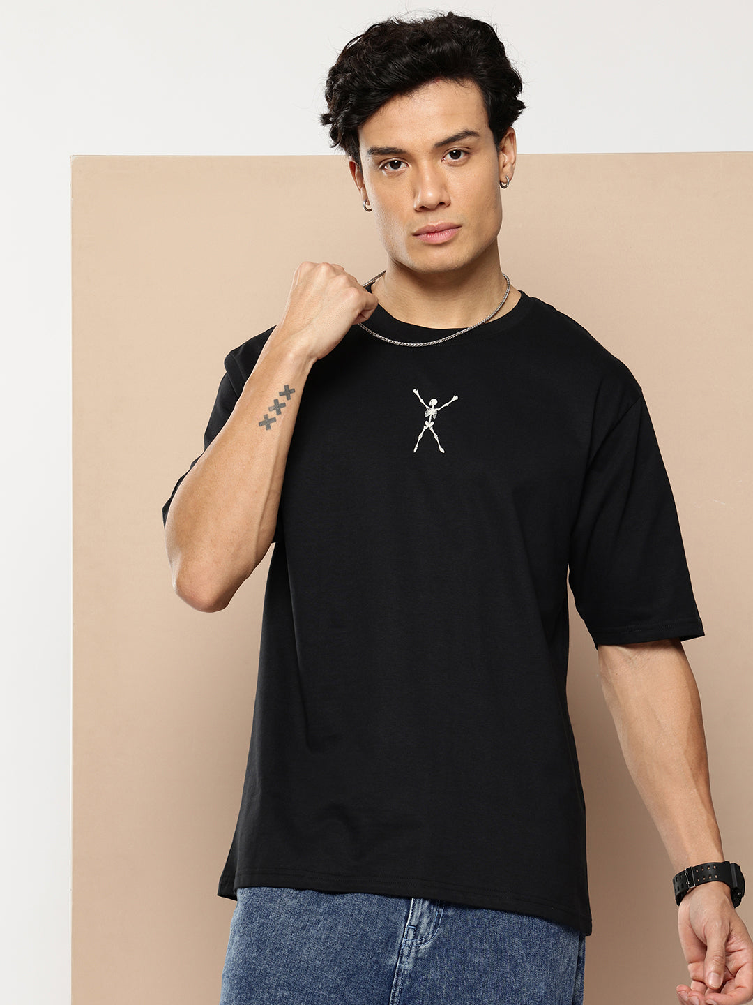 Mens Half Sleeve Round Neck Back Printed Oversized Fit Tshirts
