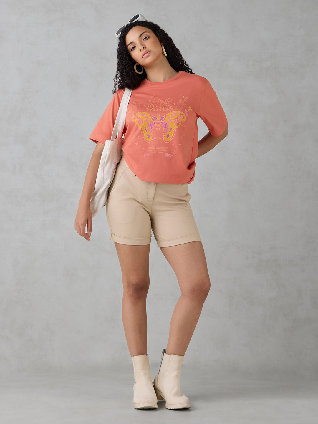 Womens Half Sleeve Printed Oversized Fit Tshirt