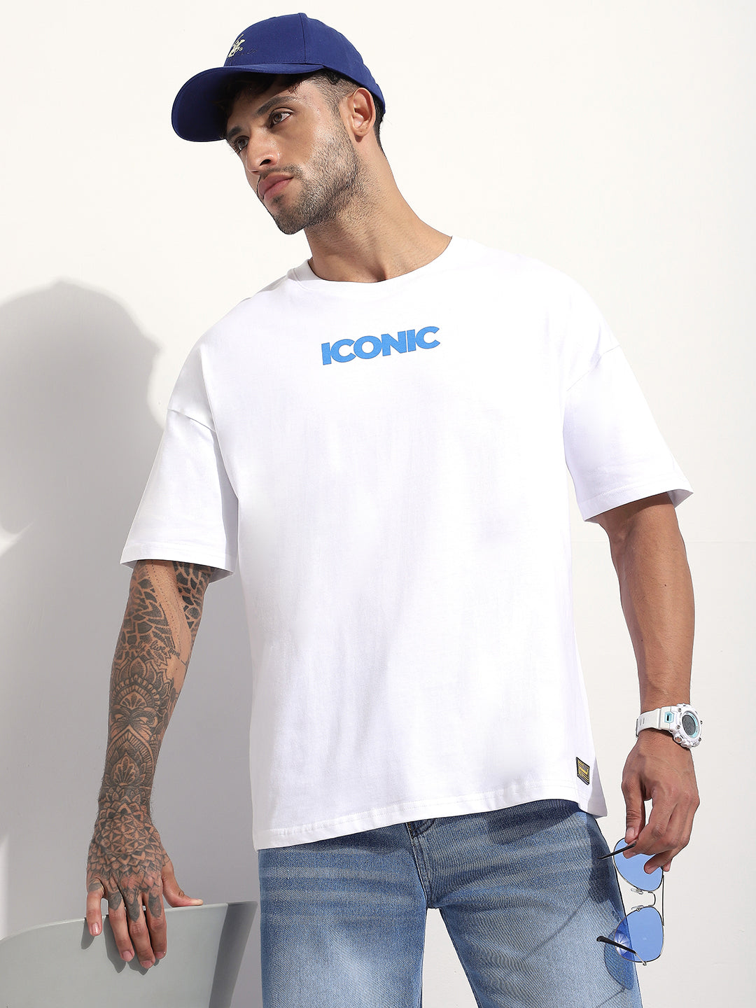 Mens Half Sleeve Drop Shoulder Printed Oversized Fit T-Shirts