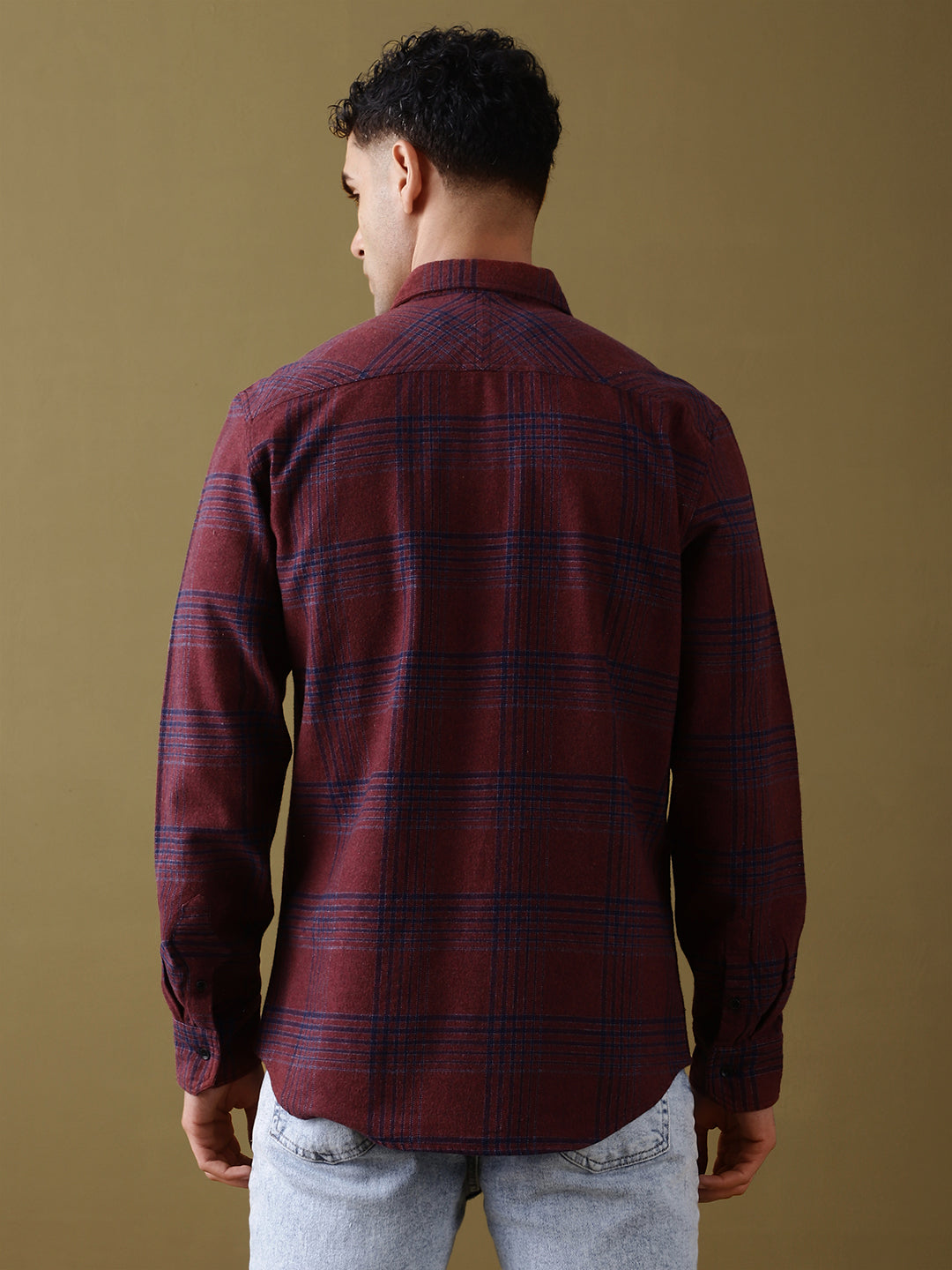 Men Checked Full Sleeve Shirt With Pocket