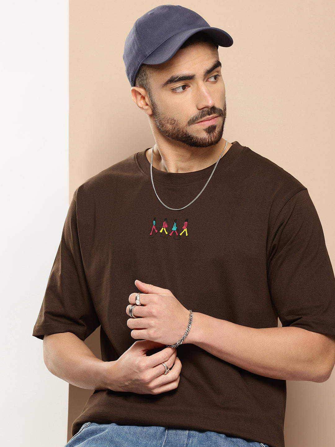 Mens Half Sleeve Round Neck All-Over Printed Oversized Fit Tshirts