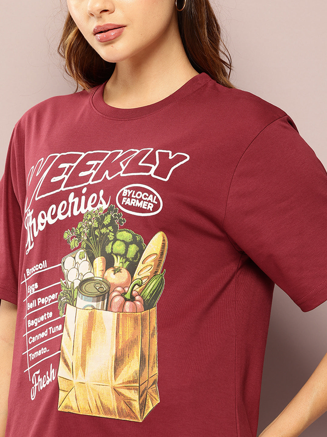 Womens Short Sleeve Printed Oversized Fit Tshirt