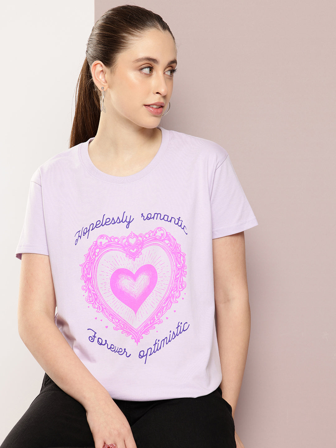 Womens Half Sleeve Round Neck Printed Boxy Fit Tshirts