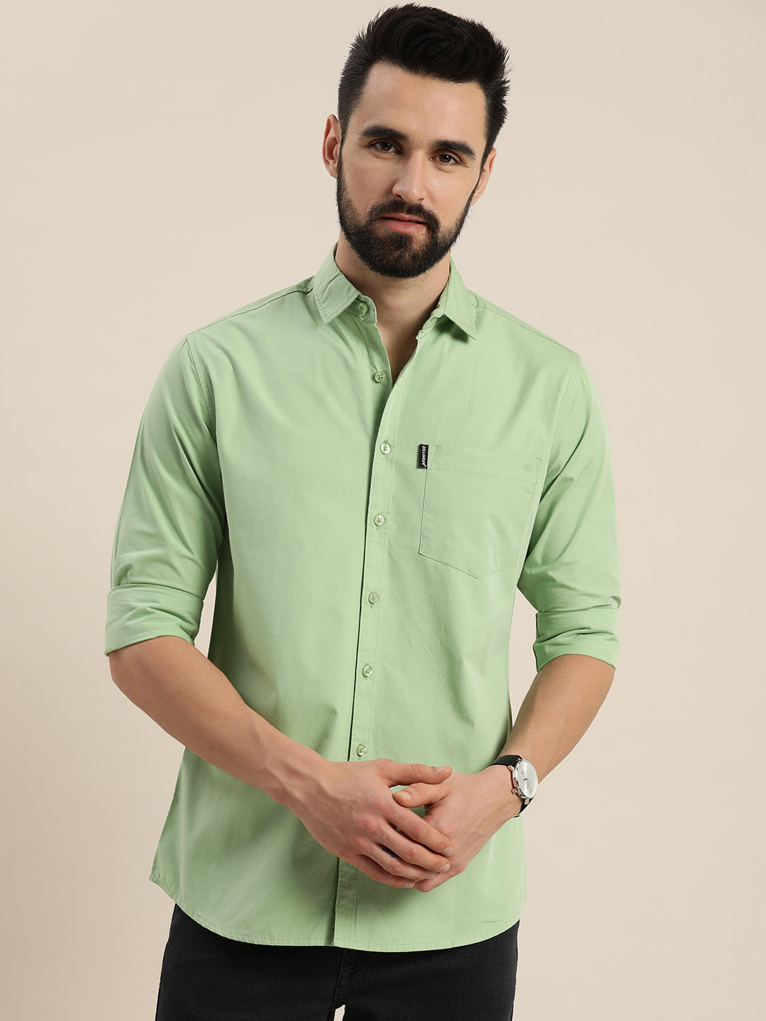 Mens Plain Full Sleeve Shirt With Pocket