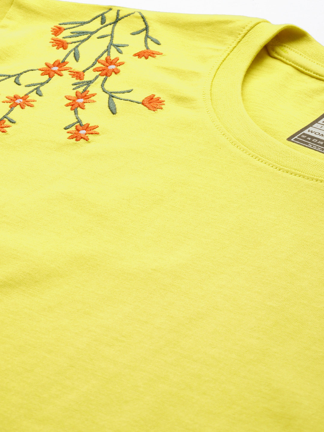 Womens Half Sleeve Round Neck Embroidered Boxy Fit Tshirts