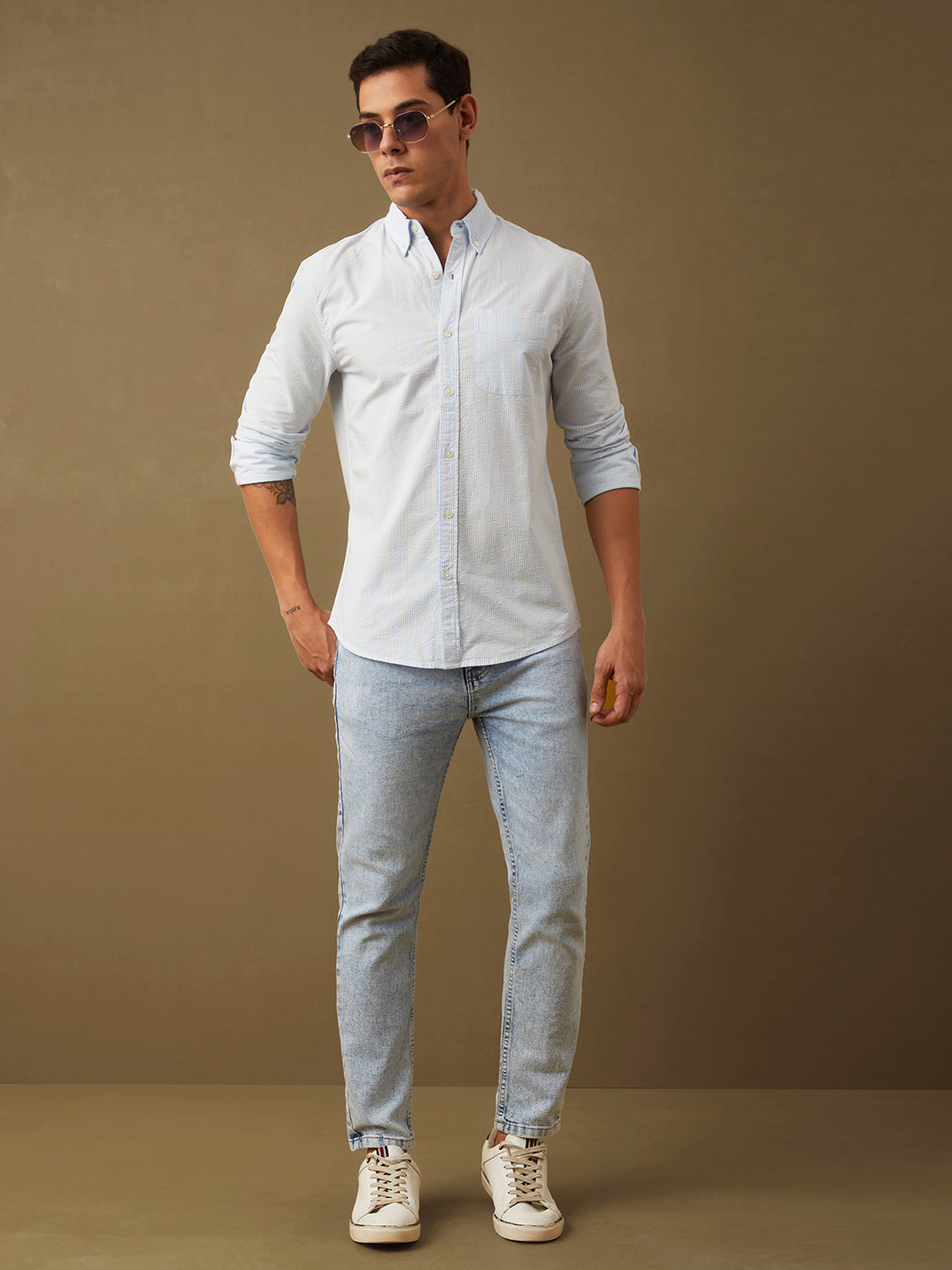 Mens Plain Full Sleeve Shirt With Pocket
