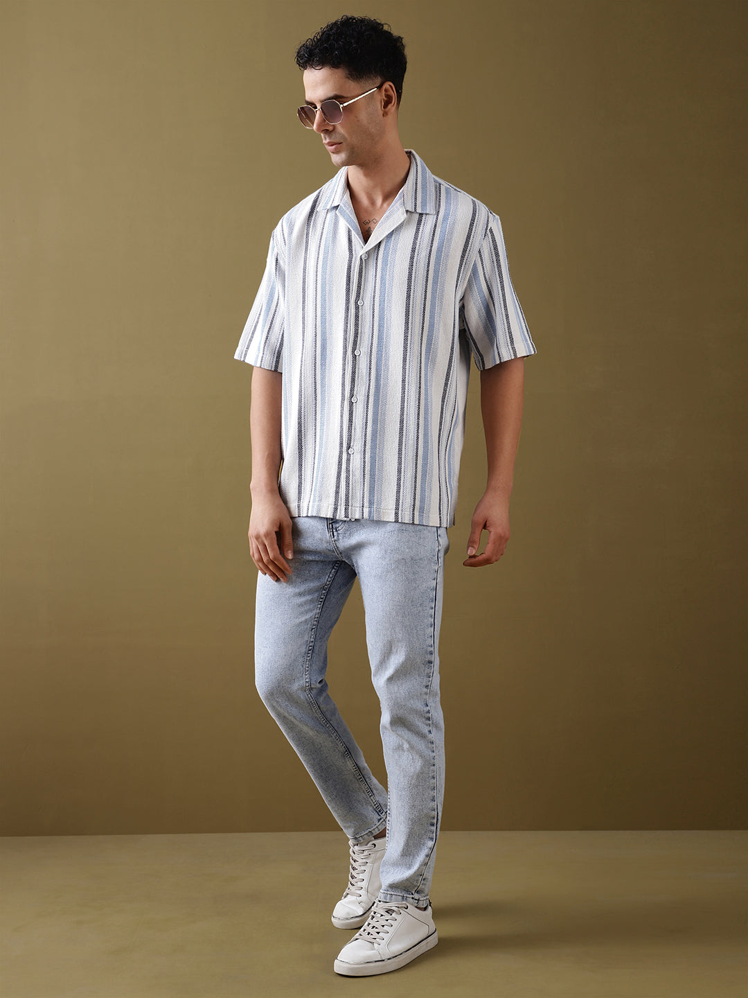 Mens Striped Half Sleeve Shirt