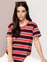 Womens Half Sleeve Round Neck All-Over Striped Boxy Fit Tshirts