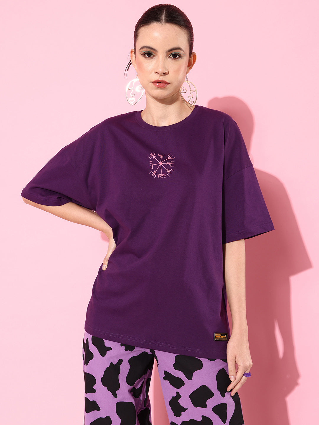 Womens Half Sleeve Drop Shoulder Printed Oversized Fit T-Shirts