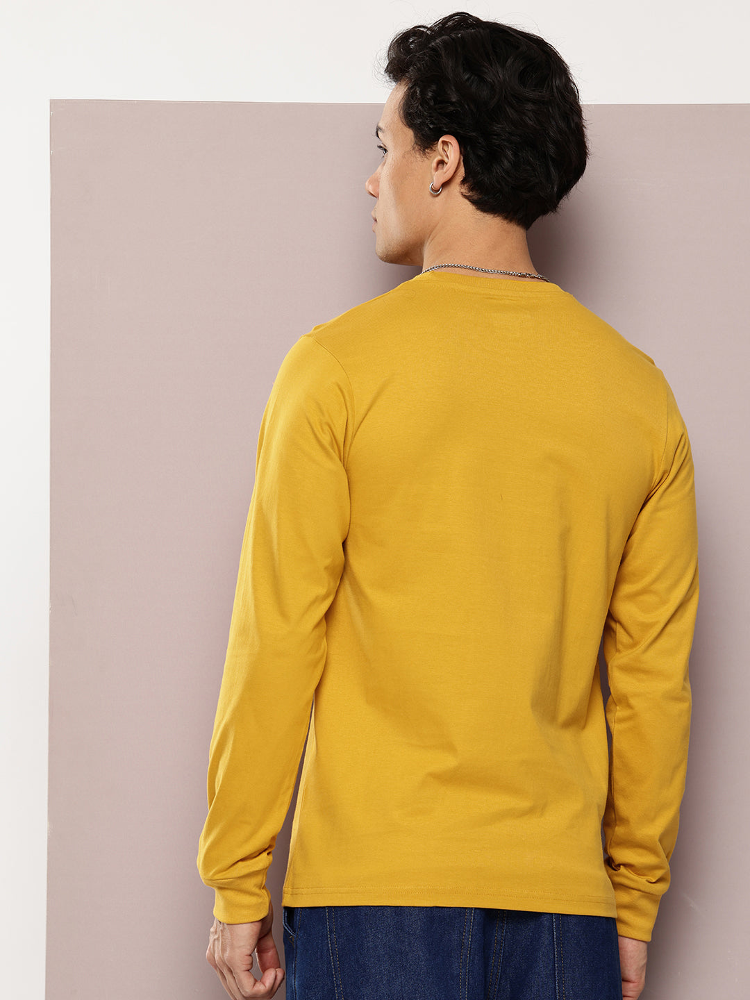 Mens Full Sleeve Round Neck Solid Regular Fit Tshirts