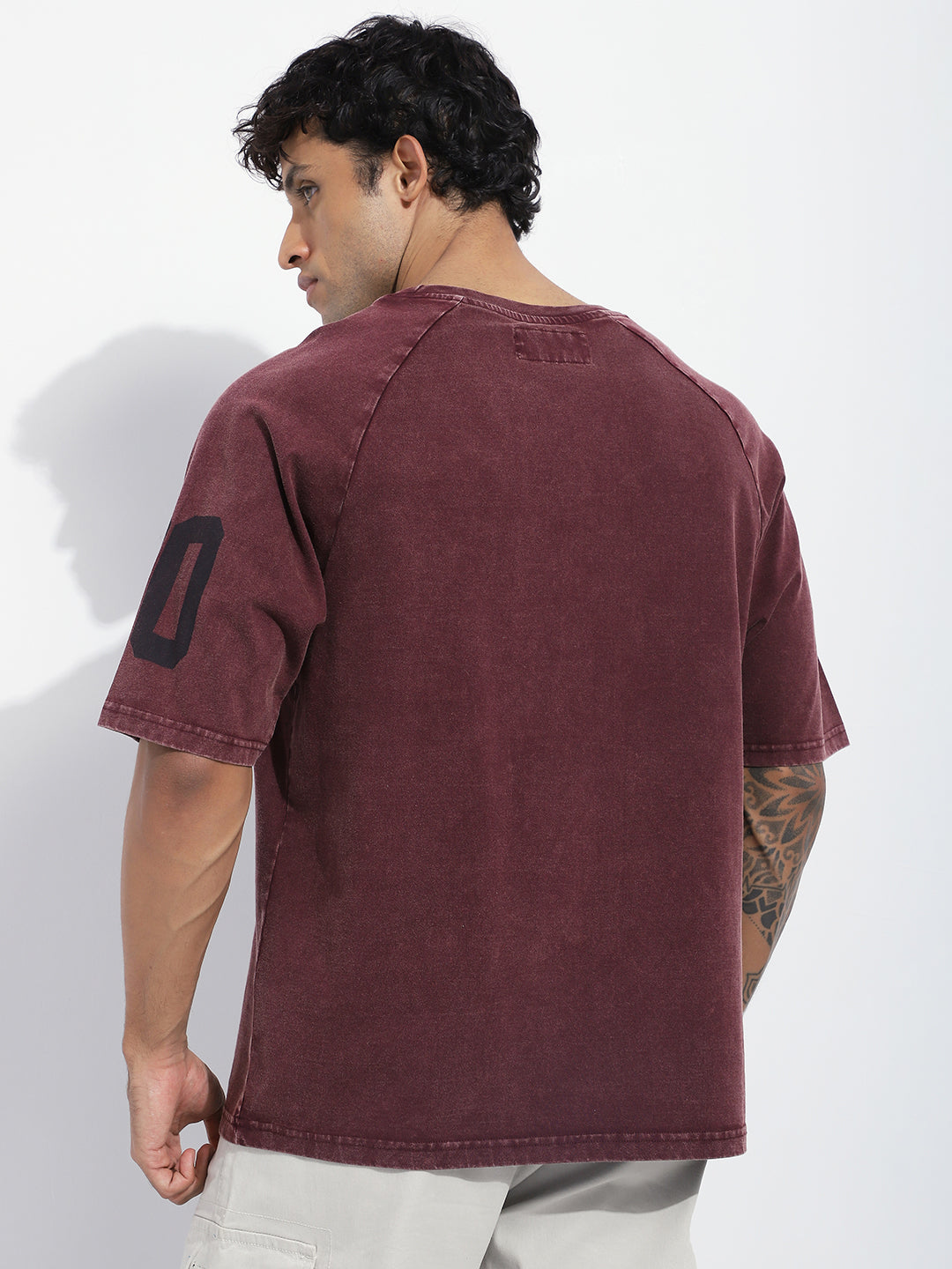 Mens Half Sleeve Round Neck Striped Oversized Fit Tshirts