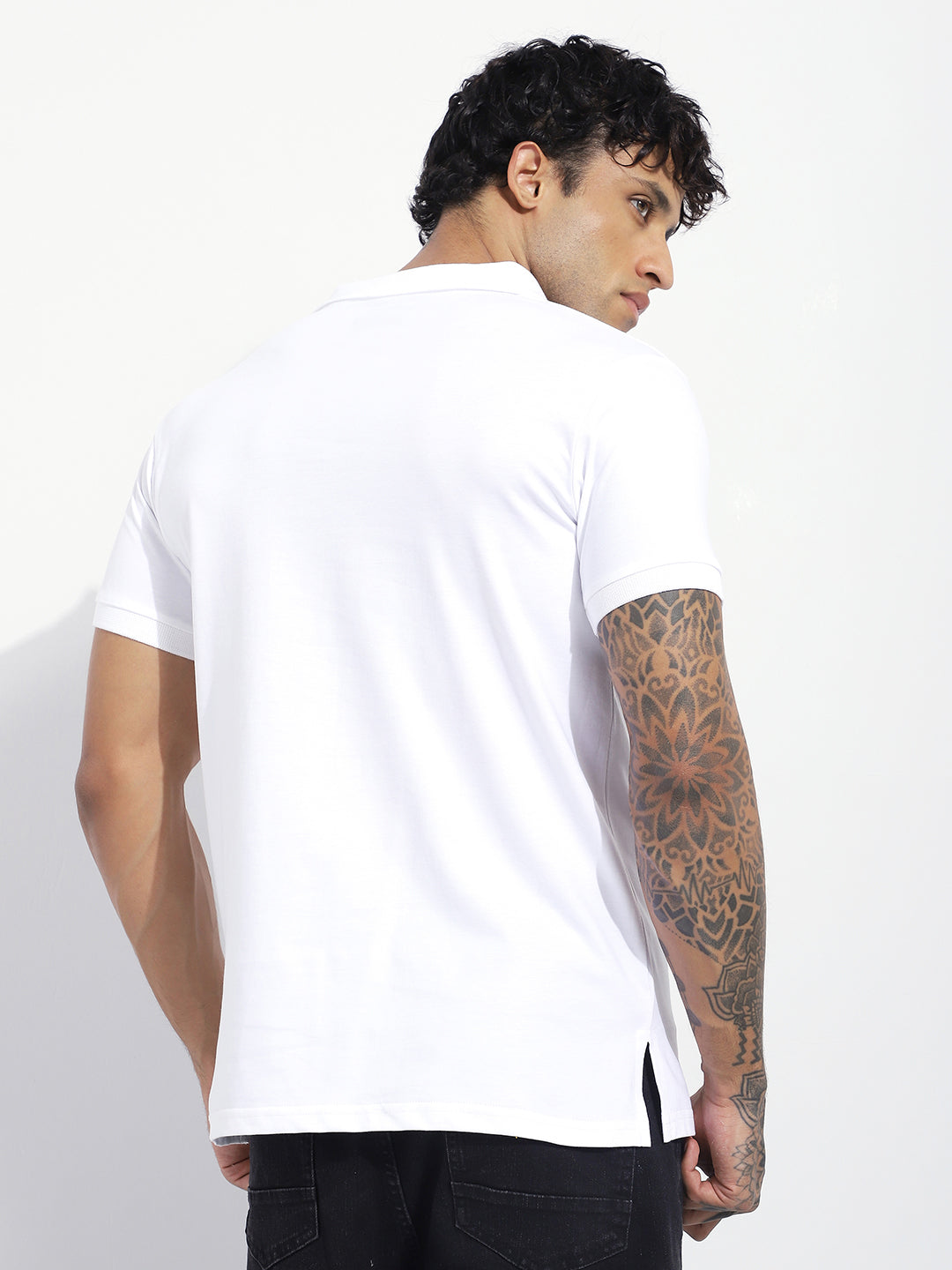 Mens Half Sleeve Polo Neck Solid Regular Fit Tshirts