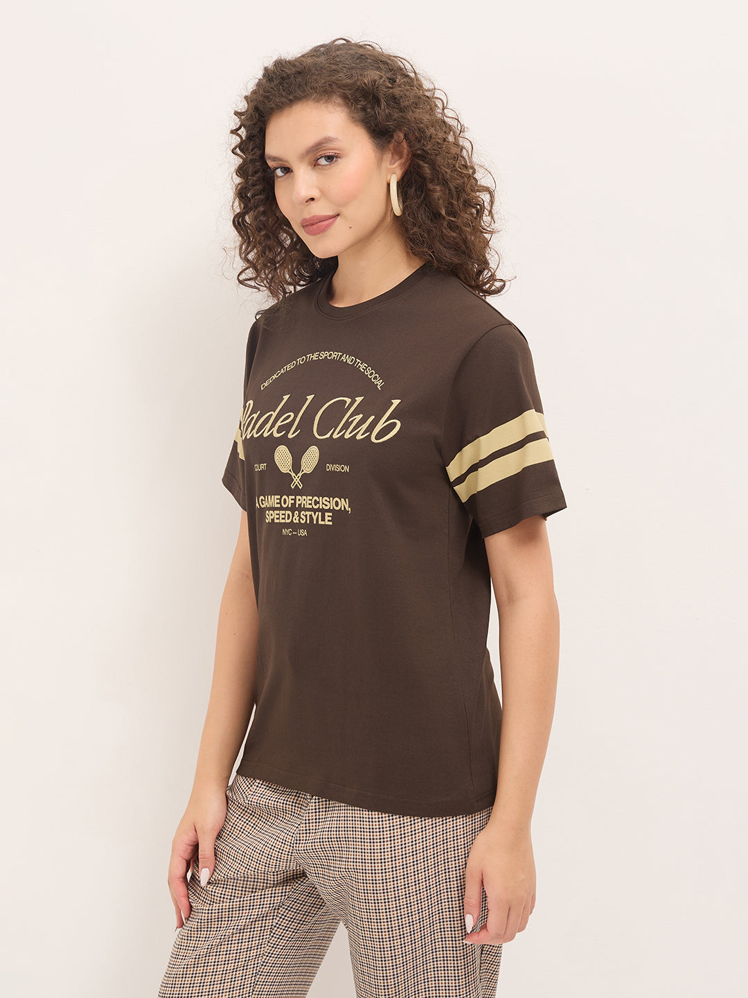 Womens Half Sleeve Round Neck Embroidered Oversized Fit Tshirts