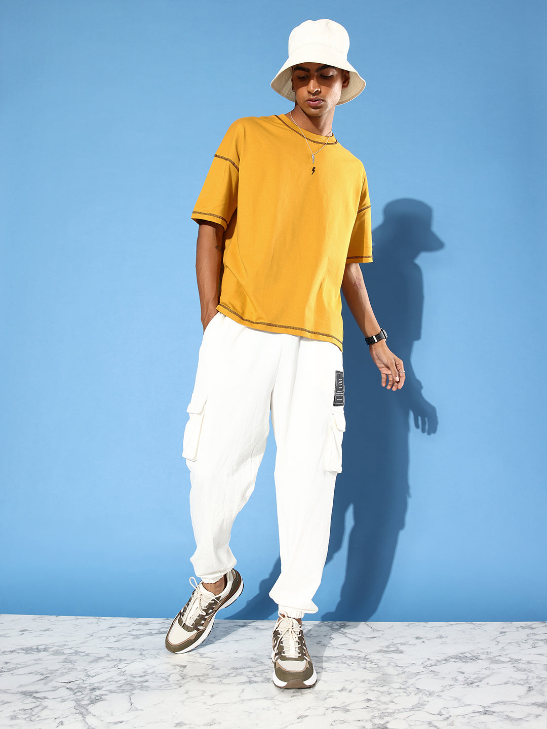 Mens Half Sleeve Drop Shoulder Plain Oversized Fit T-Shirts