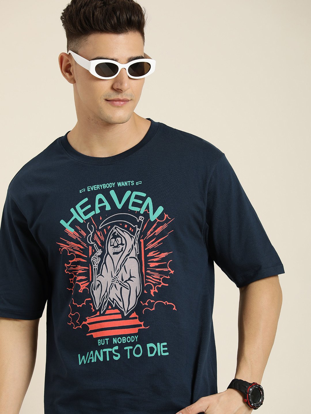 Mens Half Sleeve Round Neck Oversized Fit T-Shirts