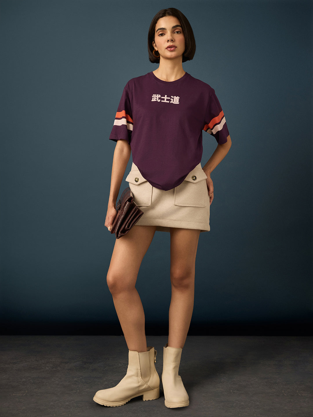 Womens Short Sleeve Printed Oversized Fit Tshirt 