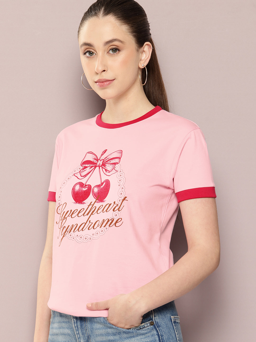 Womens Half Sleeve Round Neck Printed Regular Fit Tshirts