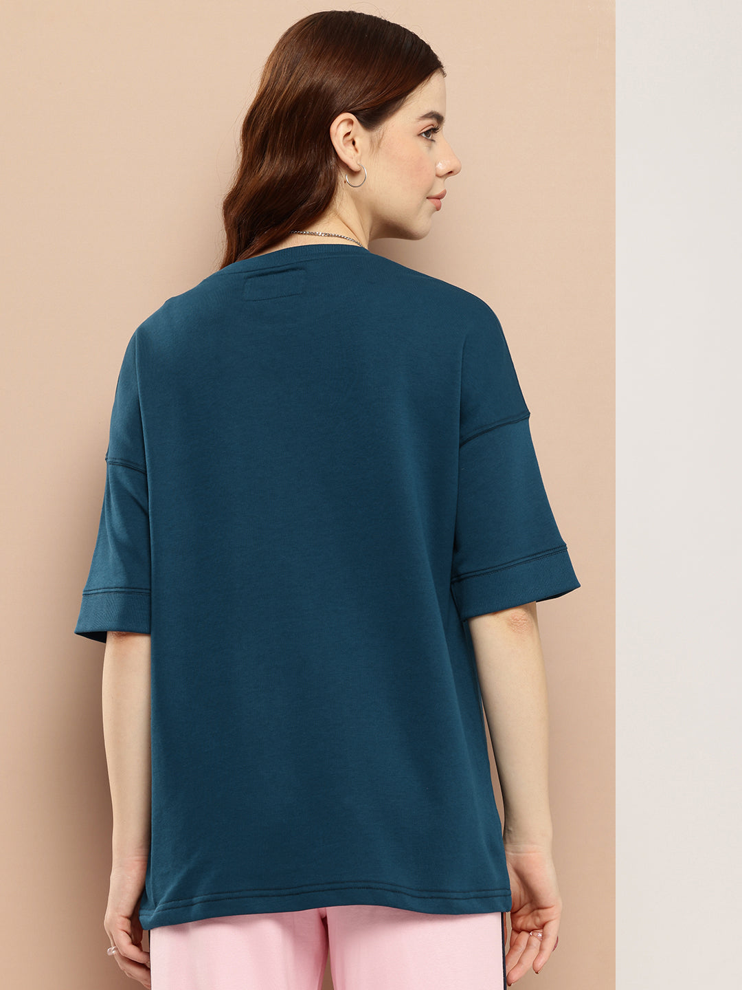 Womens Half Sleeve Round Neck Solid Oversized Fit Tshirts