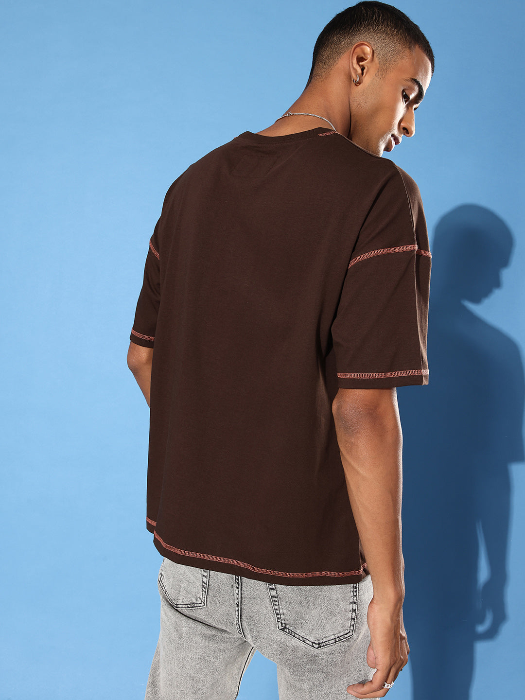 Mens Half Sleeve Drop Shoulder Plain Oversized Fit T-Shirts
