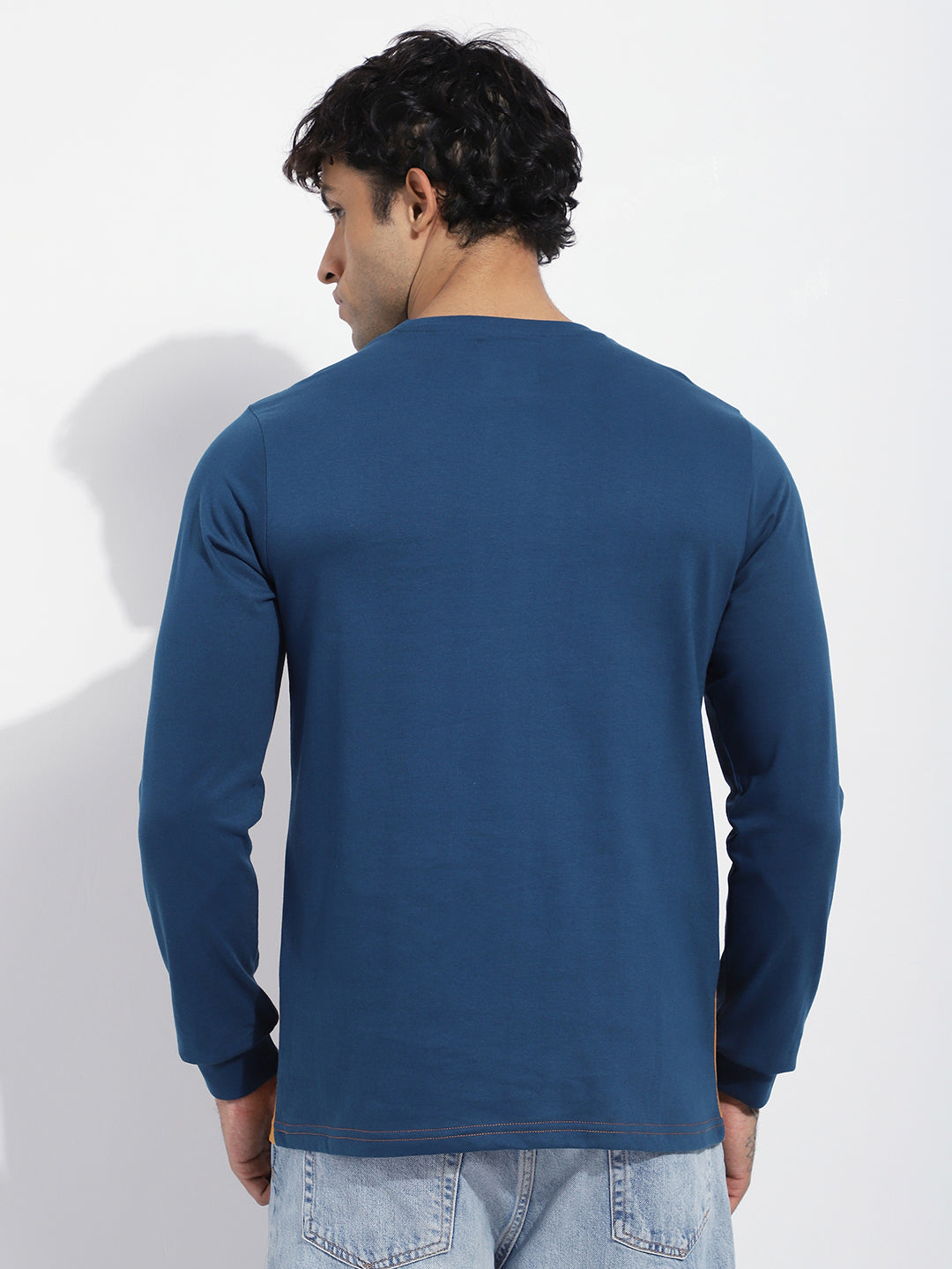 Mens Full Sleeve Round Neck Embroidered Regular Fit Tshirts