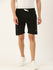 Men Black Solid Mid-Rise Regular Shorts