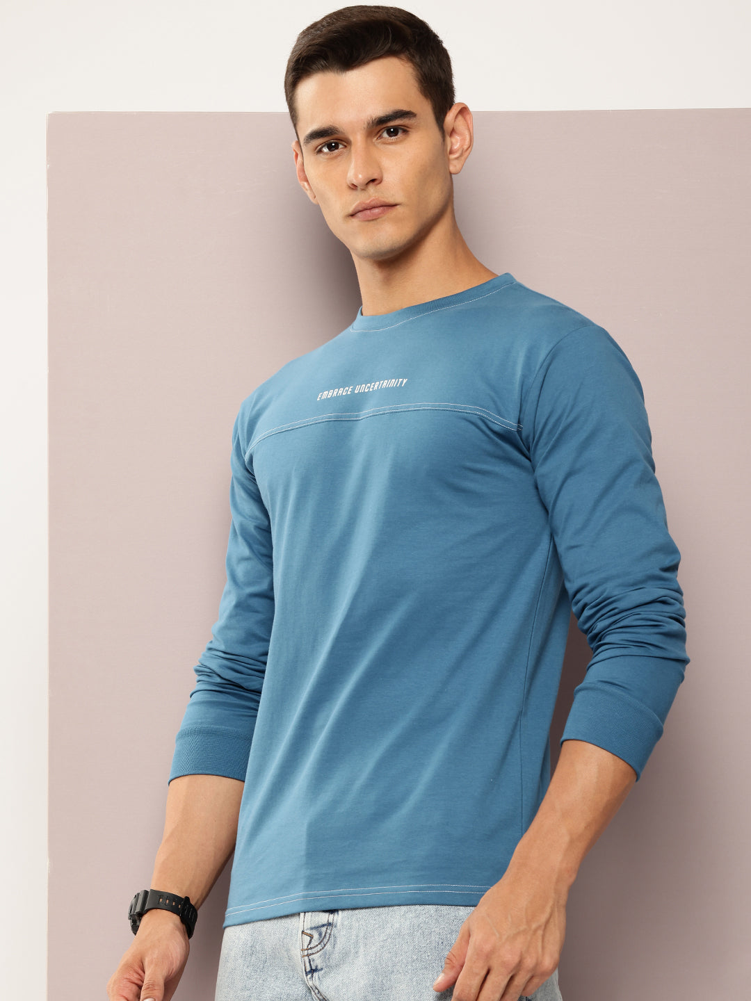 Mens Full Sleeve Round Neck Printed Regular Fit Tshirts