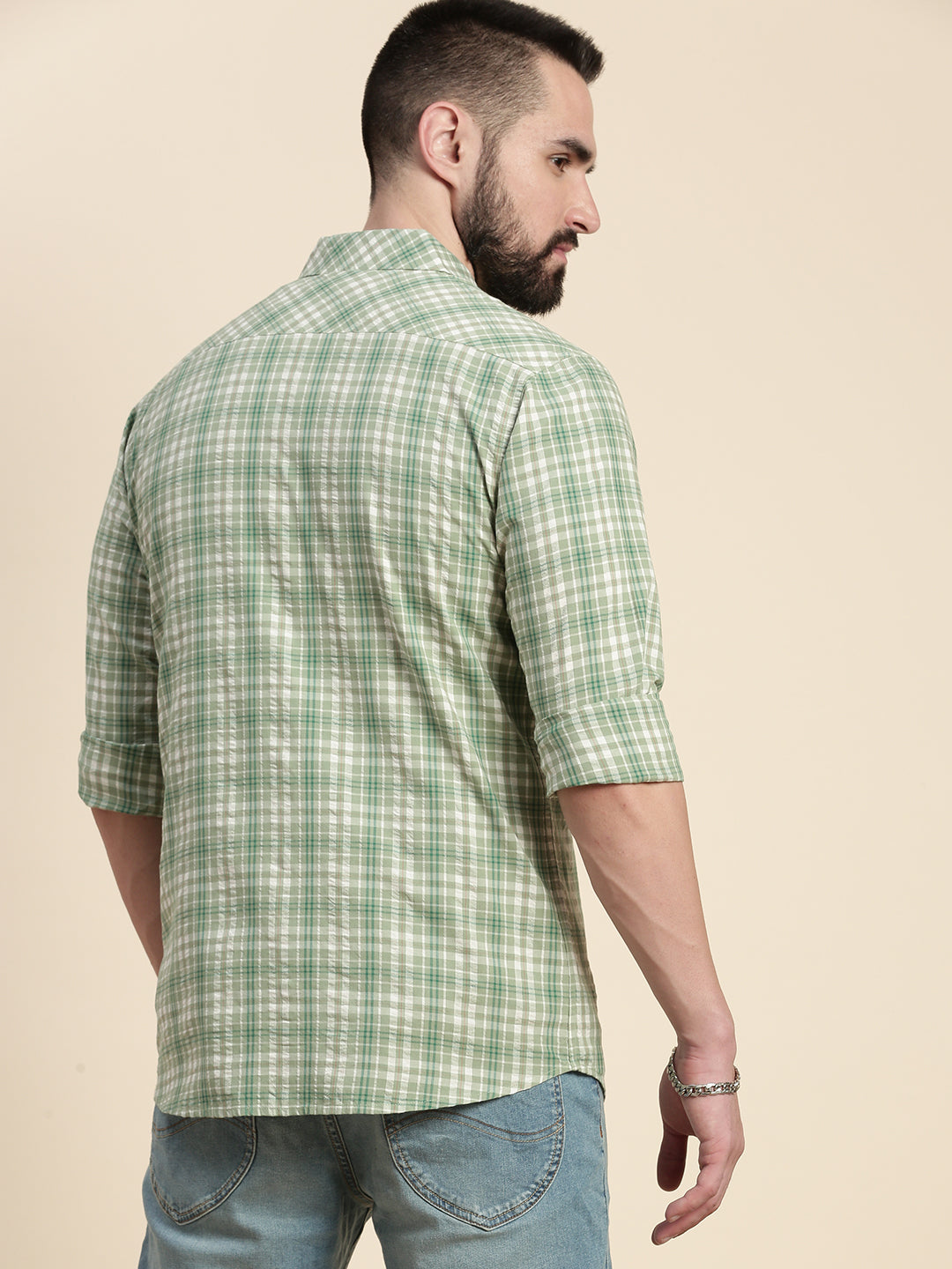 Men Checked Full Sleeve Shirt With Pocket