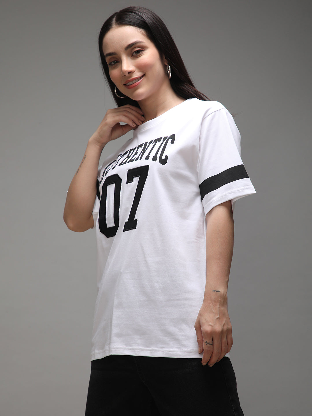 Womens Half Sleeve Round Neck Printed Oversized Fit Tshirts