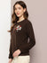 Womens Full Sleeve Round Neck Embroidered Relaxed Fit Tshirts