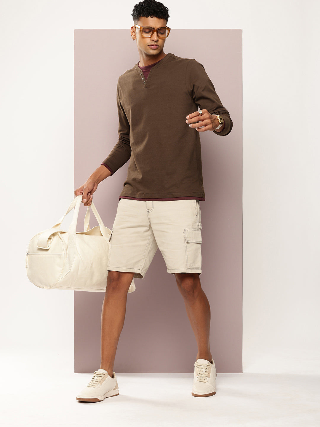 Mens Full Sleeve V-Neck Solid Regular Fit Tshirts