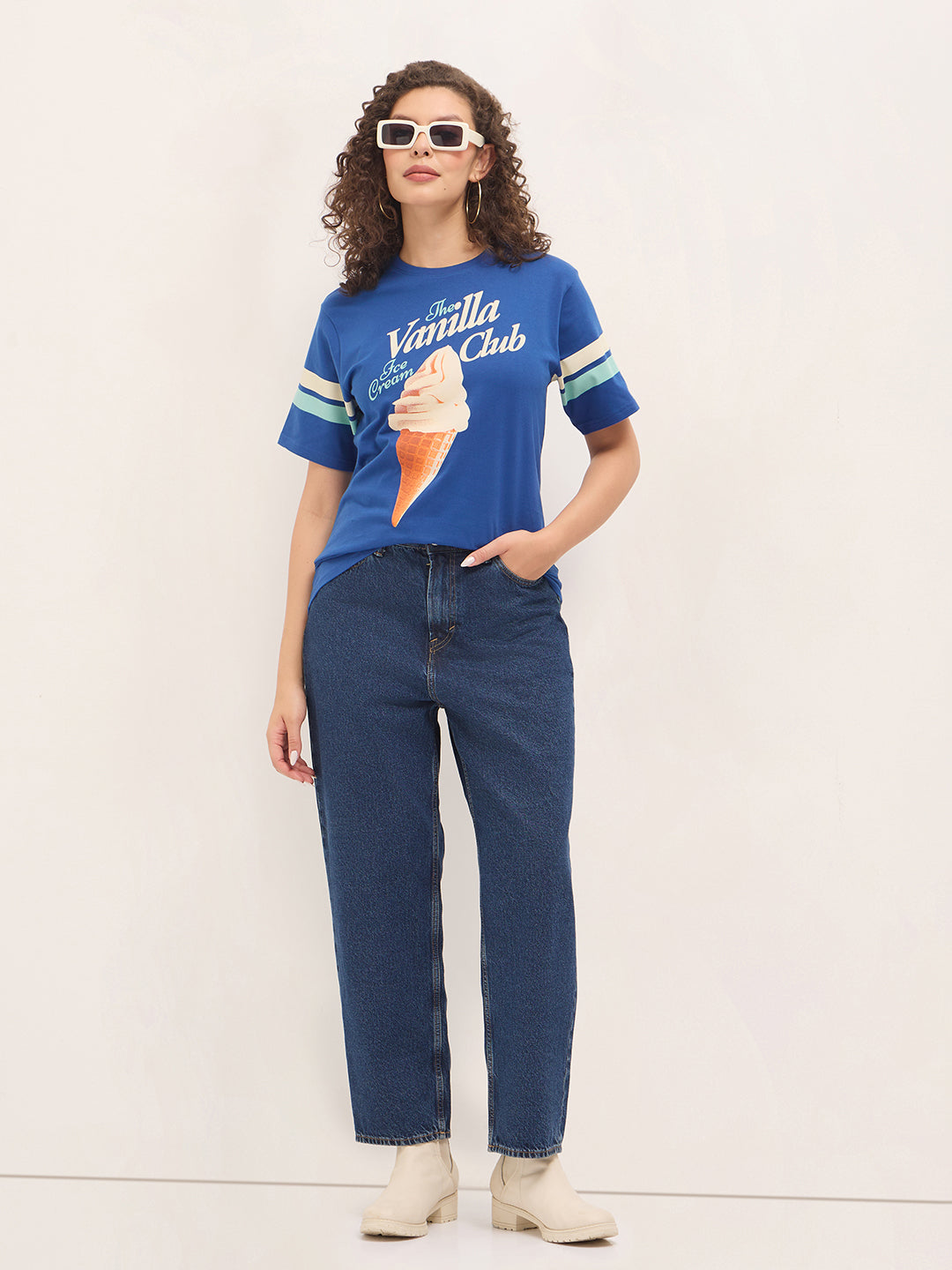 Womens Half Sleeve Round Neck Printed Oversized Fit Tshirts