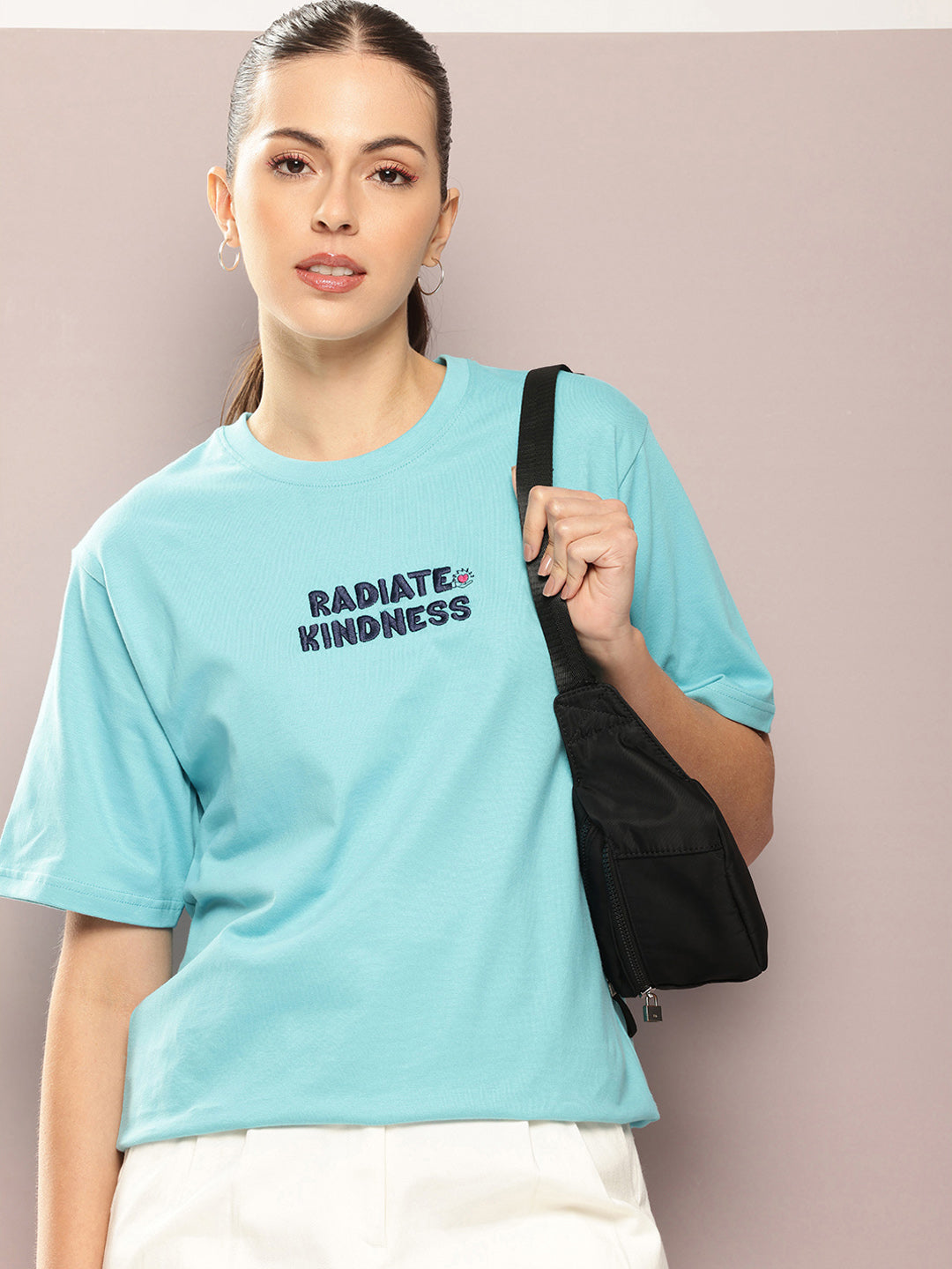 Womens Half Sleeve Round Neck Printed Oversized Fit Tshirts