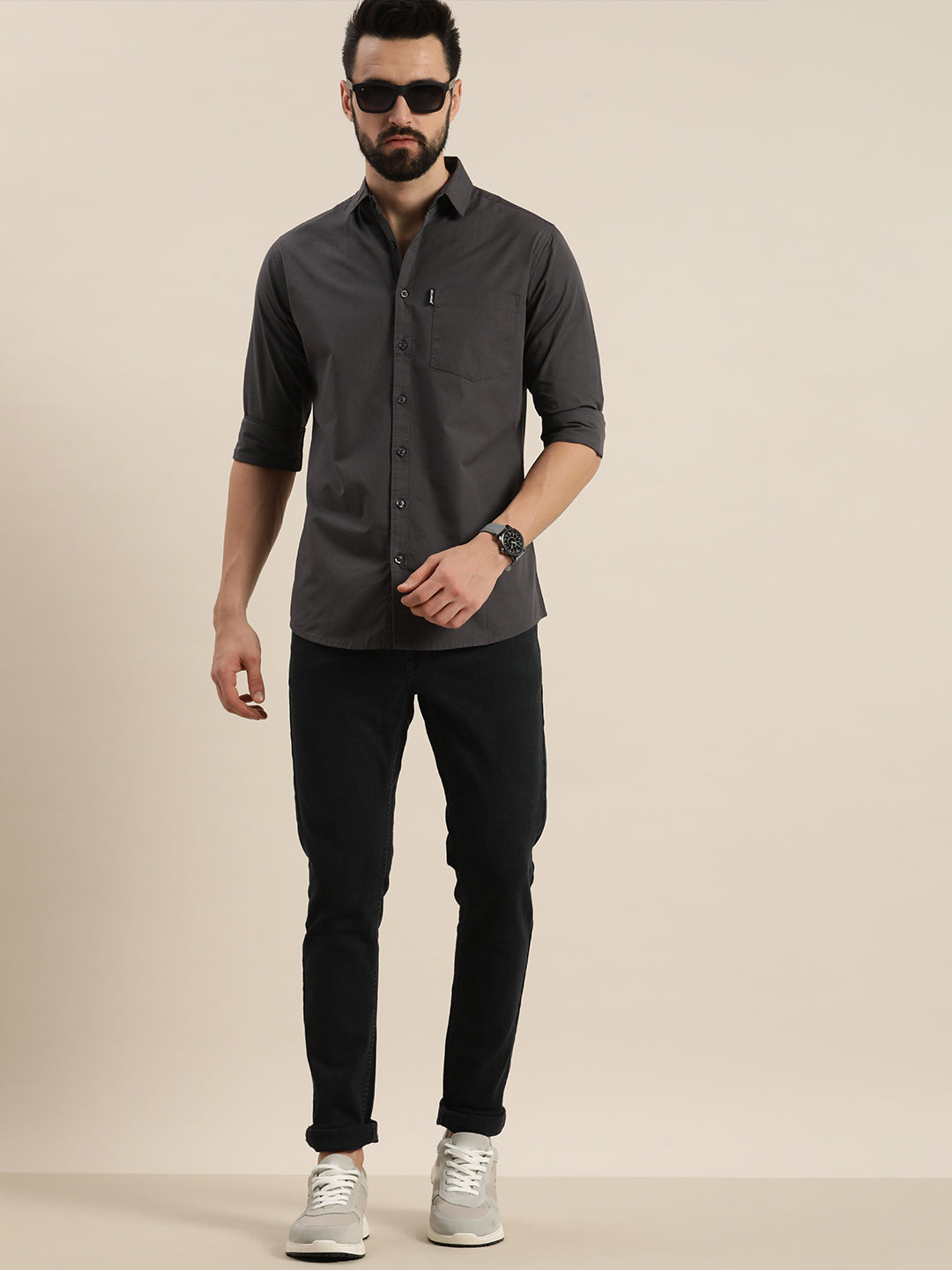 Mens Plain Full Sleeve Shirt With Pocket