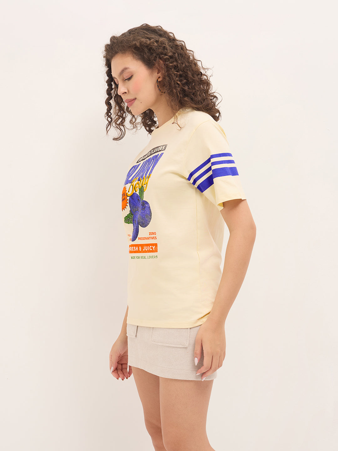 Womens Half Sleeve Round Neck Printed Oversized Fit Tshirts
