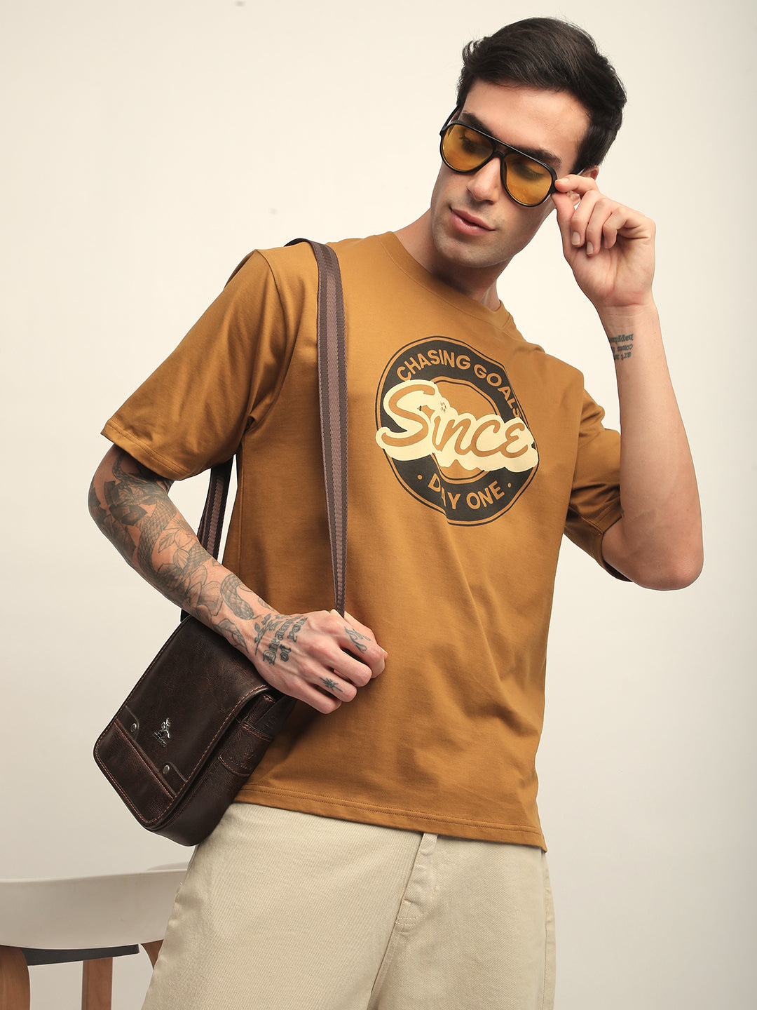 Mens Half Sleeve Round Neck Printed Oversized Fit Tshirts
