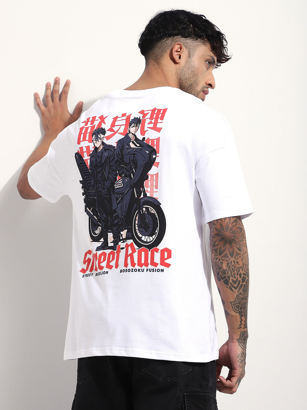 Mens Half Sleeve Drop Shoulder Printed Oversized Fit T-Shirts