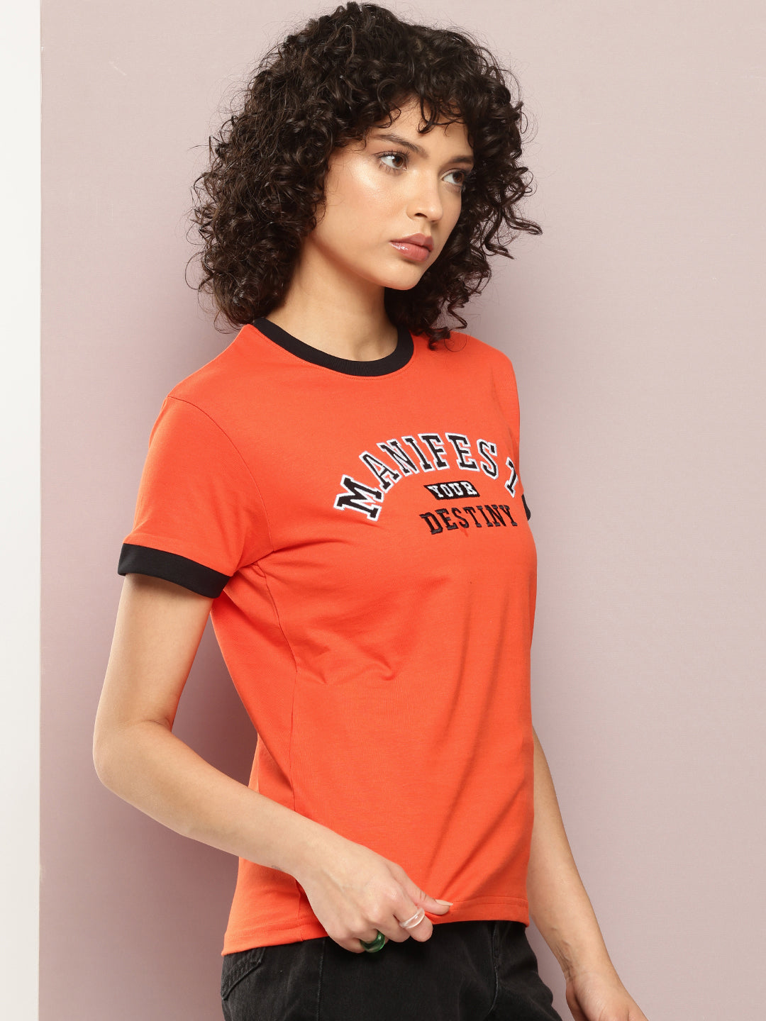 Womens Half Sleeve Round Neck Embroidery Regular Fit Tshirts