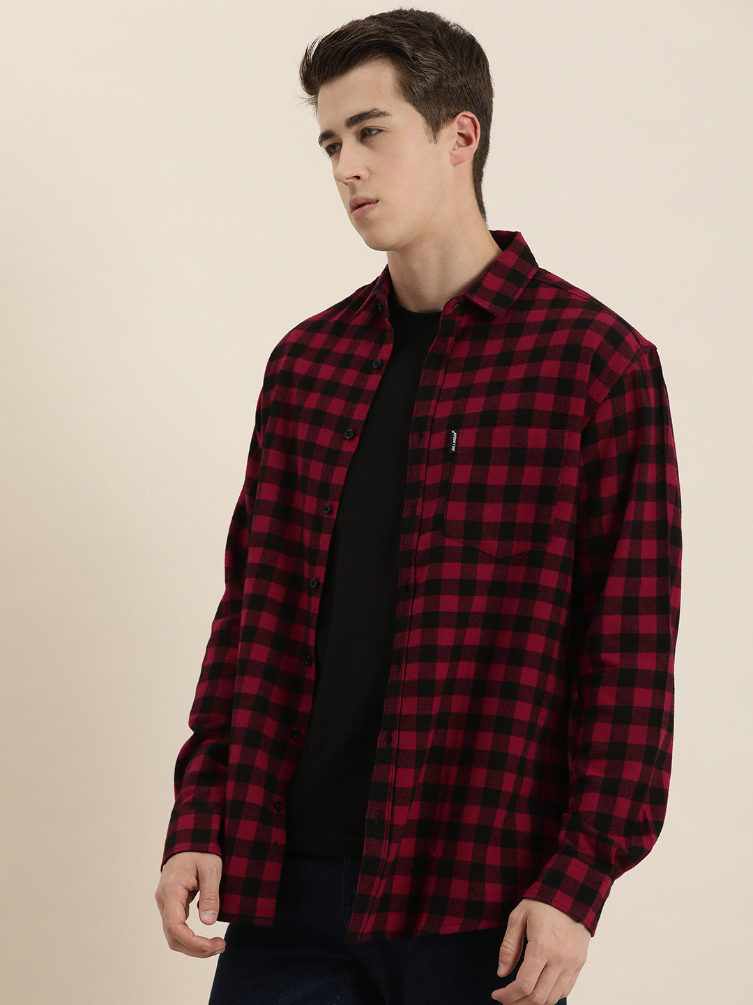 Men Checked Full Sleeve Shirt With Pocket