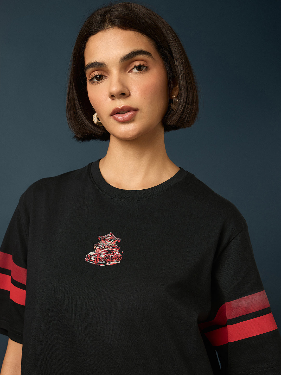 Womens Short Sleeve Printed Oversized Fit Tshirt 